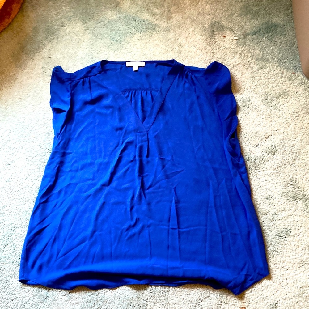 Woman’s silky cobalt blue blouse xl like new!